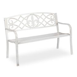 Banc de jardin intemporel 140 x 60 x 80 cm r&eacute;sistant aux intemp&eacute;ries d&eacute;coration champ&ecirc;tre en m&eacute;tal