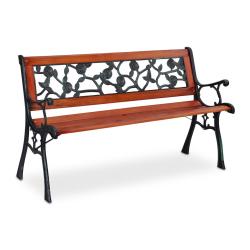 Banc de jardin romantique 120 x 50 x 75 cm assise confortable motifs fleuris style rustique en bois