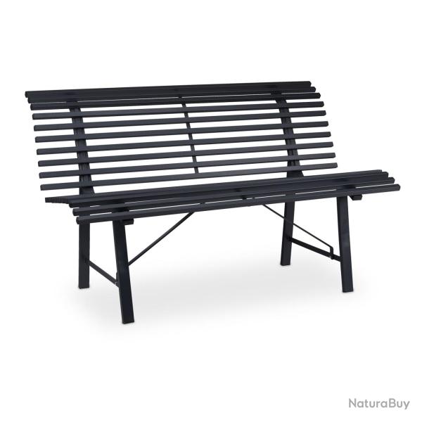 Banc de jardin confortable pour 2 personnes design classique 140 x 60 x 85 cm en acier anthracite 1