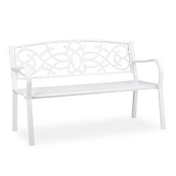 Banc de jardin vintage d&eacute;coratif 120 x 60 x 80 cm design r&eacute;tro stabilit&eacute; assise confortable en acie