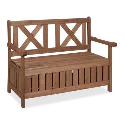 Banc de jardin coffre rustique 2 places 130 x 50 x 60 cm rangement pratique ambiance cosy en bois m