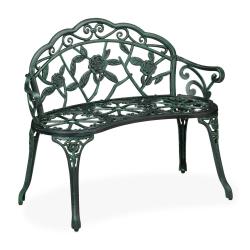 Banc de jardin design antique confort 120 x 60 x 45 cm pour 2 personnes en fonte d'aluminium marron