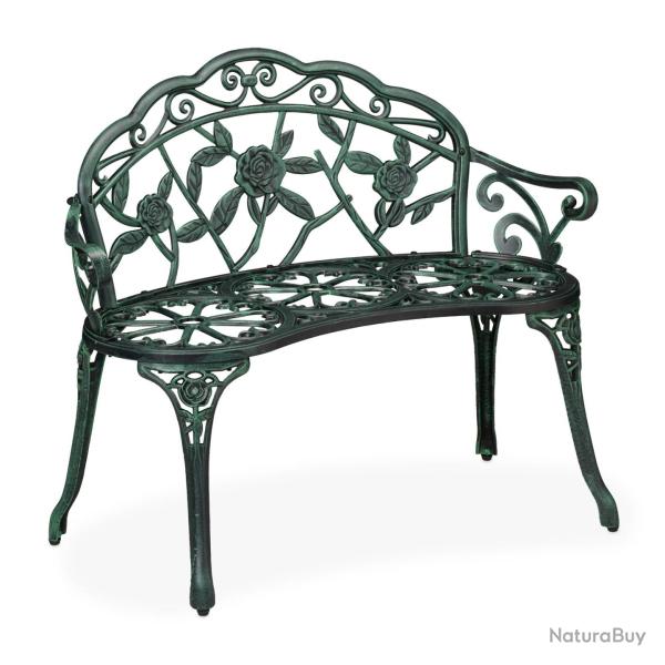 Banc de jardin design antique confort 120 x 60 x 45 cm pour 2 personnes en fonte d'aluminium marron
