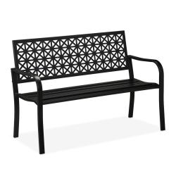 Banc de jardin confortable 120 x 48 x 45 cm pour 2 personnes design g&eacute;om&eacute;trique ext&eacute;rieur en acier