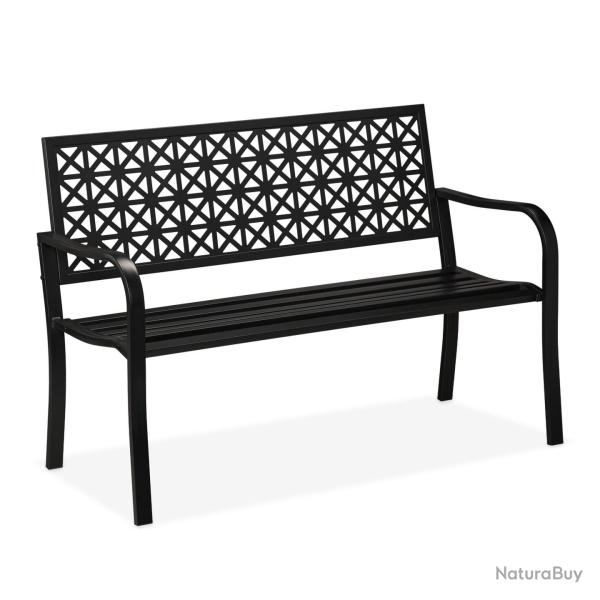 Banc de jardin confortable 120 x 48 x 45 cm pour 2 personnes design g�om�trique ext�rieur en acier