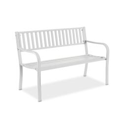 Banc de jardin classique confortable 127,5 x 59,5 x 82 cm pour 2 personnes en m&eacute;tal gris 13_0017465