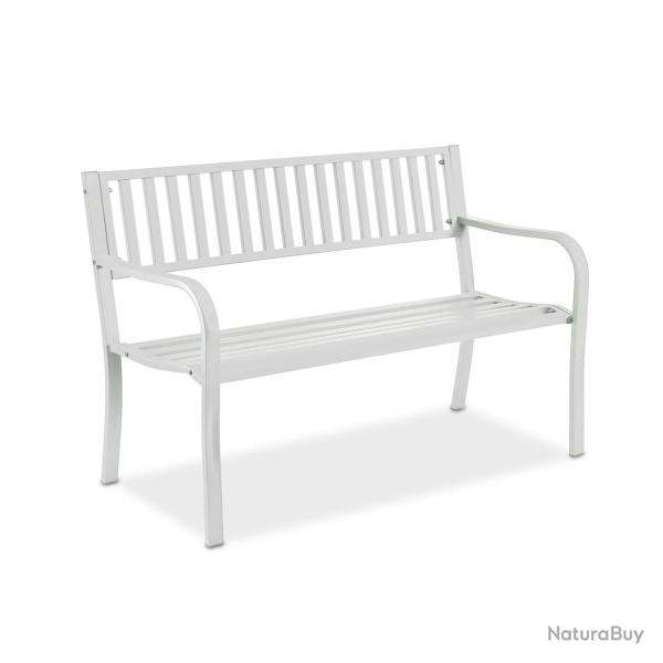 Banc de jardin classique confortable 127,5 x 59,5 x 82 cm pour 2 personnes en m�tal gris 13_0017465