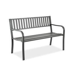 Banc de jardin classique confortable 127,5 x 59,5 x 82 cm pour 2 personnes en m&eacute;tal gris 13_0017466