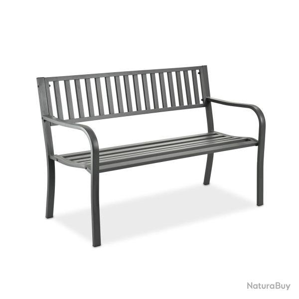Banc de jardin classique confortable 127,5 x 59,5 x 82 cm pour 2 personnes en m�tal gris 13_0017466
