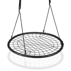 Balan&ccedil;oire nid d'oiseau ajustable jardin 120 cm avec cordes r&eacute;sistantes style contemporain en maill