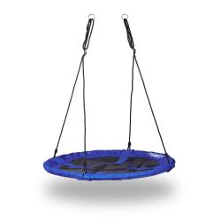 Balan&ccedil;oire nid d'oiseau ronde jardin 100 cm assise confortable moderne en nylon bleu fonc&eacute; 13_00052