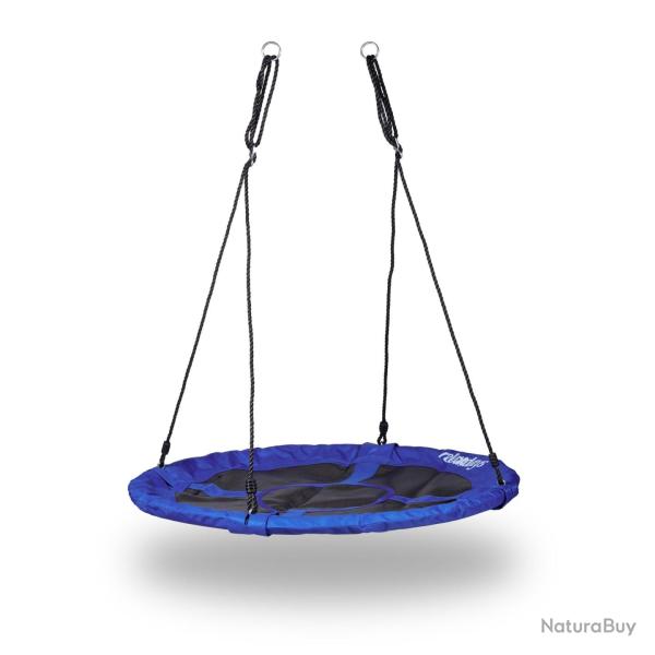Balan�oire nid d'oiseau ronde jardin 100 cm assise confortable moderne en nylon bleu fonc� 13_00052