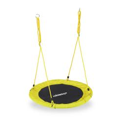 Balan&ccedil;oire nid d'oiseau ronde ext&eacute;rieure jardin 90 x 90 cm assise confortable r&eacute;glable en m&eacute;tal noi