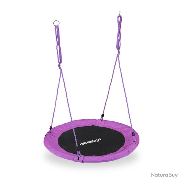 Balan�oire nid d'oiseau ronde suspendue jardin 90 x 90 x 5 cm assise confortable en m�tal vert 13_0