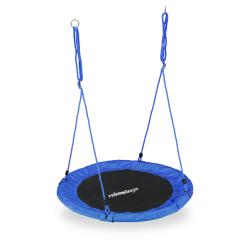 Balan&ccedil;oire nid d'oiseau ronde jardin 110 cm assise rembourr&eacute;e r&eacute;glable en m&eacute;tal noir 13_0006990