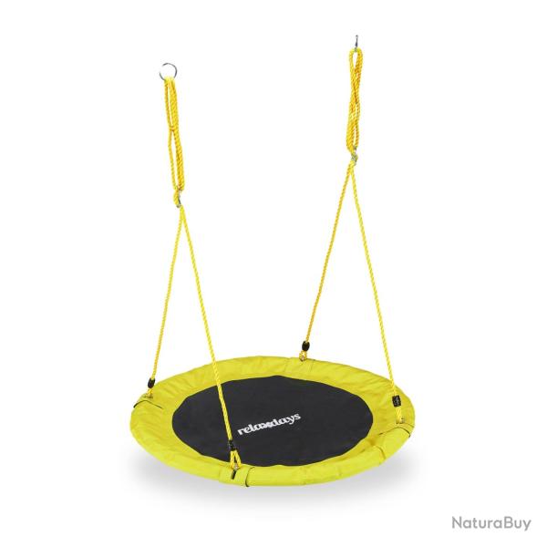 Balan�oire nid d'oiseau ronde jardin 110 cm assise confortable r�glable en m�tal gris 13_0006992