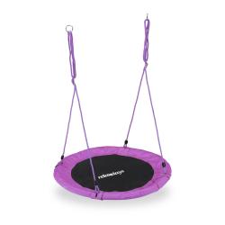 Balan&ccedil;oire nid d'oiseau ronde r&eacute;glable hauteur 85 x 110 cm assise confortable jardin en tissu viole