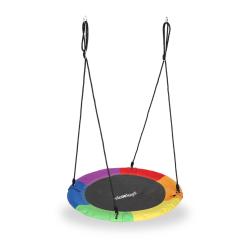 Balan&ccedil;oire nid d'oiseau ronde r&eacute;glable jardin int&eacute;rieur 110 cm assise confortable design moderne en