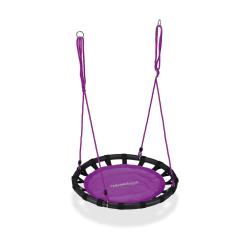 Balan&ccedil;oire nid d'oiseau ronde ext&eacute;rieure jardin 80 cm assise confortable r&eacute;glable en m&eacute;tal noir 13_