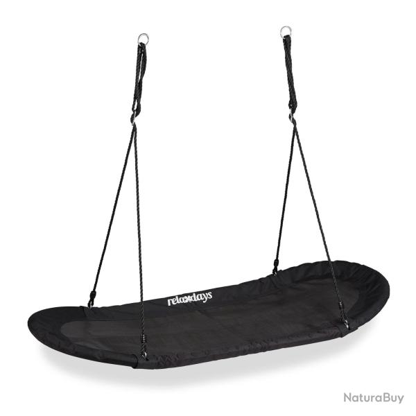 Balan�oire nid d'oiseau pour jardin surface d'assise confortable 200 x 100 cm en polyester noir 13_