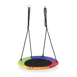 Balan&ccedil;oire ronde nid d'oiseau jardin surface d'assise confortable 100 x 100 cm en acier noir 13_001