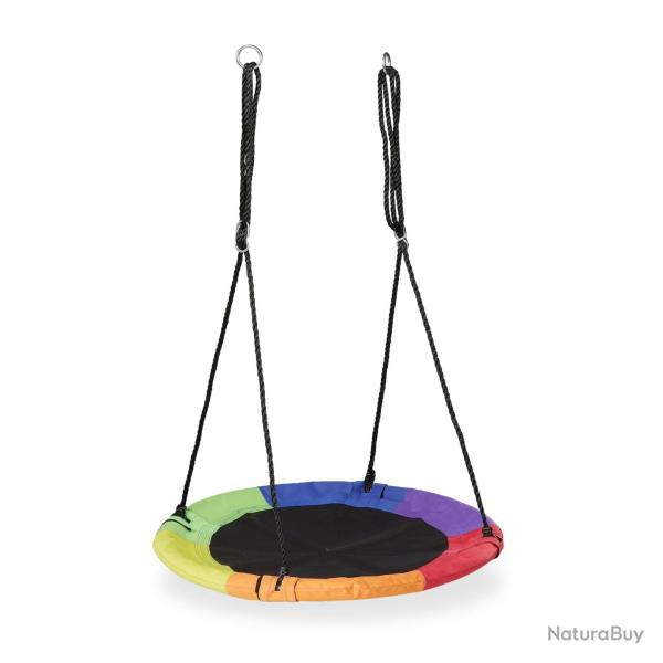 Balan�oire ronde nid d'oiseau jardin surface d'assise confortable 100 x 100 cm en acier noir 13_001