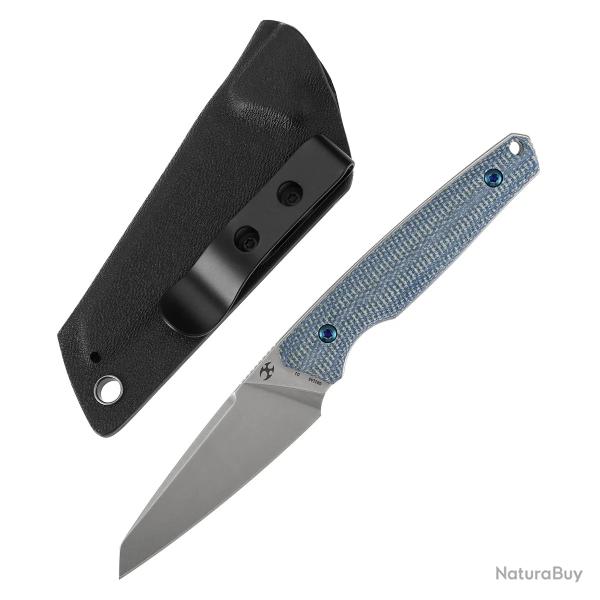 Couteau Fixe Kansept Parr Lame Acier D2 Manche Micarta Bleu Etui Kydex G011A6
