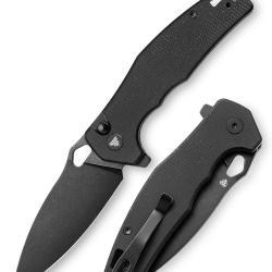 Couteau Pliant Trivisa Corvus Lame Acier 14C28N Manche Micarta Noir Button Lock TVTY20BM14
