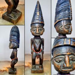 Ancienne statuette "Ibeji" du culte des jumeaux Yoruba, Nigeria. H : 31 cm