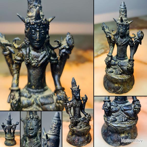 Antique Thai Style Asered Bronze Rattanakosin Illumination Bouddha Statue