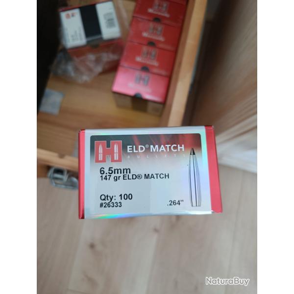600 Ogives Hornady ELD-match 147gr 6,5mm .264