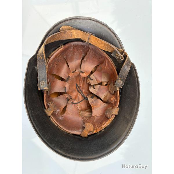Casque allemand M34 Feuerschutzpolizei (Pompier/Police) 39-45 - Int�rieur et jugulaire 100% d'origin