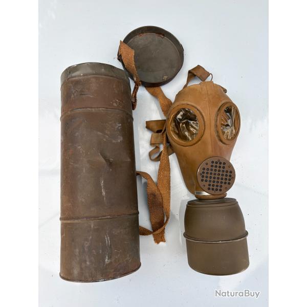 Masque � gaz britannique WW2 "Civilian Duty" complet avec son bo�tier m�tallique d'origine