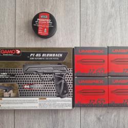 Pistolet CO2 Gamo PT-85 Blowback (Cal. 4.5mm) + Bo&icirc;te de plombs + 20 sparclettes CO2
