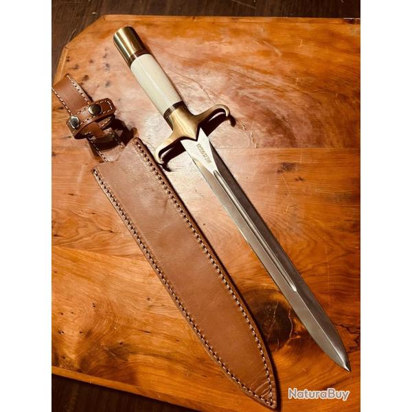 Gaine - Etui cuir - Fourrreau pour dague �pieux de chasse - Toute lame 30 cm - 3 � 4 cm largeur (2)