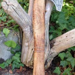 Hache de Viking Ragnar Lothbrok Lame Acier Carbone 1055 Manche Bois Artisanale