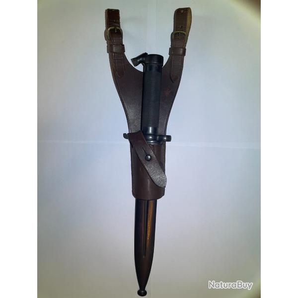 Ba�onnette su�doise Mauser m/1896 EJAB compl�te avec fourreau et porte-fourreau cuir d'origine