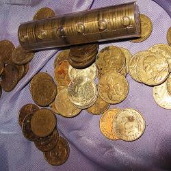 rouleau de 50 pieces de 5 centimes Marianne