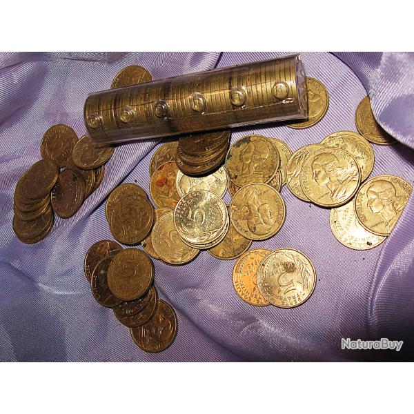 rouleau de 50 pieces de 5 centimes Marianne