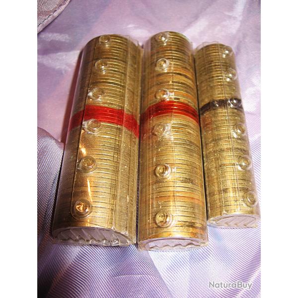 3 rouleaux de 50 pieces de 5 - 10 - 20 centimes Marianne