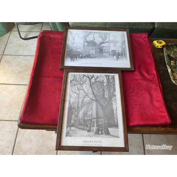 Lot de deux tableaux avec photos anciennes commune Sollies-Pont, pas de prix de r�serve