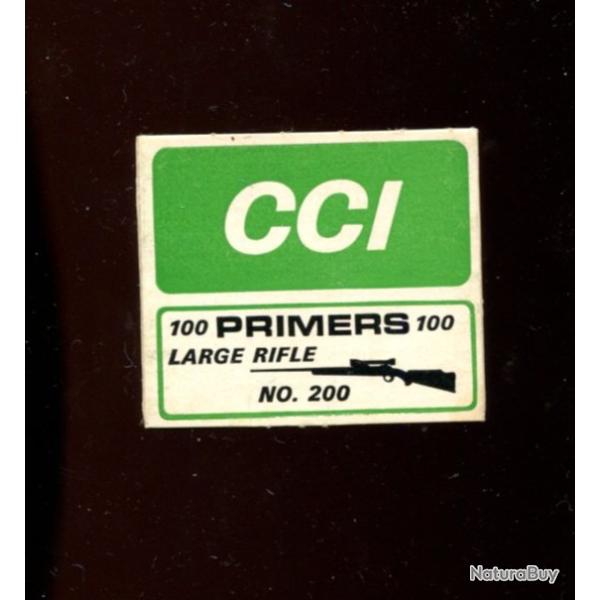 100 x amorces LARGE RIFLE - marque CCI  - plusieurs disponibles - PETIT PRIX + PORT COMPRIS