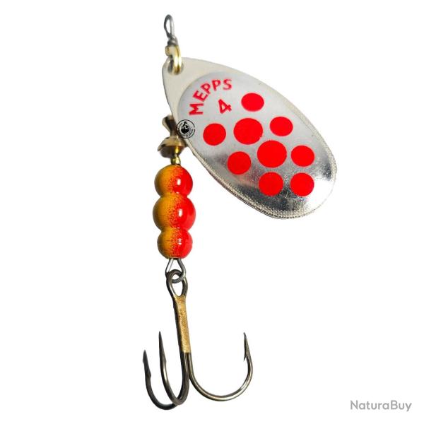 Cuiller Mepps Aglia Points Rouges Argent 9g A l'unit� n�4