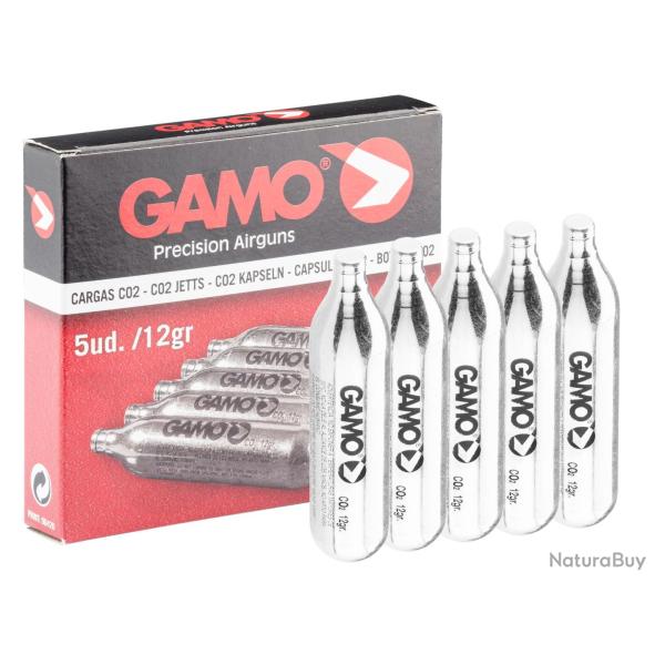 Recharge CO2 12 g par 5 recharges - GAMO GAMO Recharge CO2 - 5 Capsules - Ref G5250