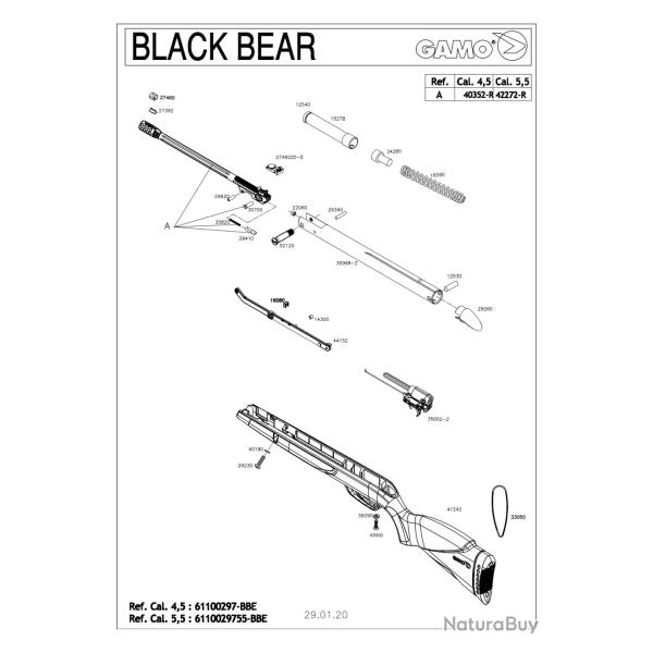 Pi�ces d�tach�es Gamo Black Bear 4.5 mm 29620 - Gamo Goupille Tringlerie Canon - Ref G629620