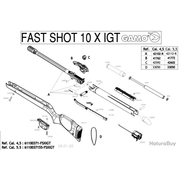 Pi�ces d�tach�es Gamo Fast Shot 10x IGT 4.5 mm 34190 - Gamo Rondelle de Crosse (carabi - Ref G634190