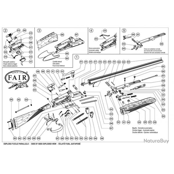 Pi�ces d�tach�es de fusils de chasse juxtapos� Fair Support du ressort de clef Juxta Re - Ref PF1613