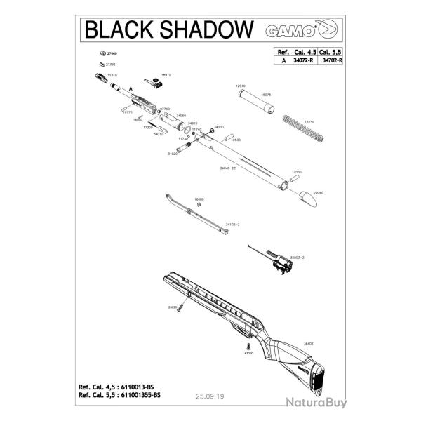 Pi�ces d�tach�es Gamo Black Shadow 34910 - Gamo Joint Thorique Pour Charniere 400610sh - Ref G634910