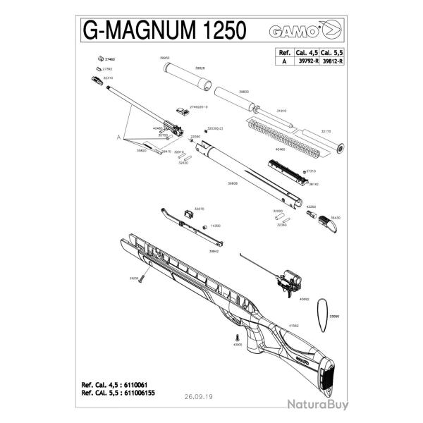 Pi�ces d�tach�es Gamo G-Magnum 4.5 mm 40460 - Ressort de compression - Ref G640460
