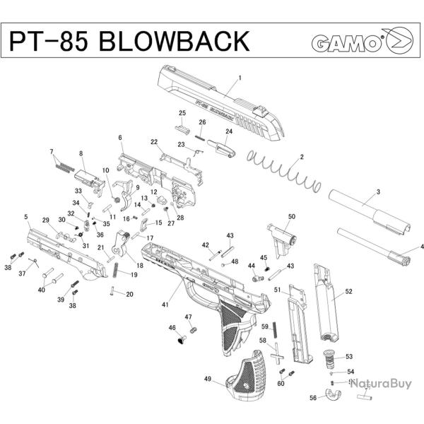 Pi�ces d�tach�es Pistolet Gamo PT-85 Blowback P25 / PT85 muzzle - Ref G6MAR03-PT85